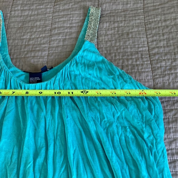 Boston Proper Aqua Blue Tank Top w Silver Beaded Straps Size M - Picture 11 of 13